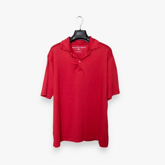 Mizzen + Main Polo Shirt Mens Red Solid Performance Stretch XL - Picture 1 of 4